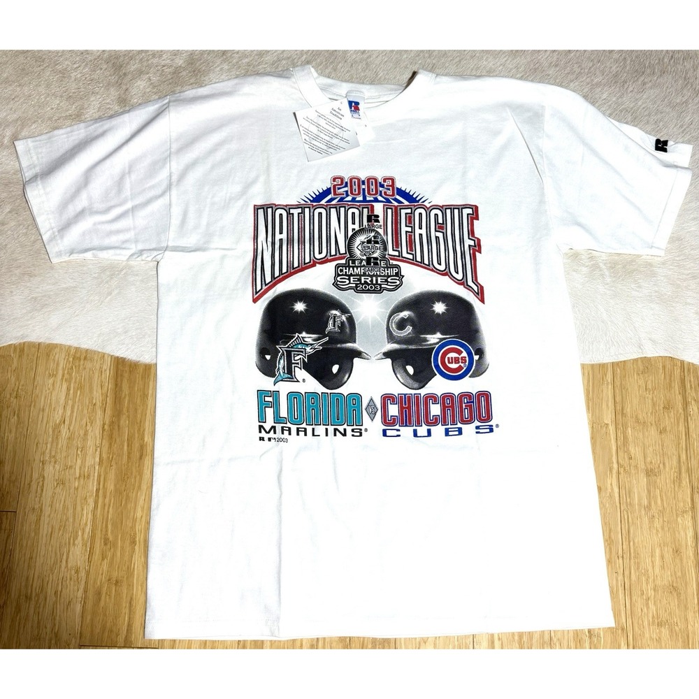 Vintage Russell Florida Marlins 2003 Championship Vs‎ Cubs T-shirt Size L NWT
